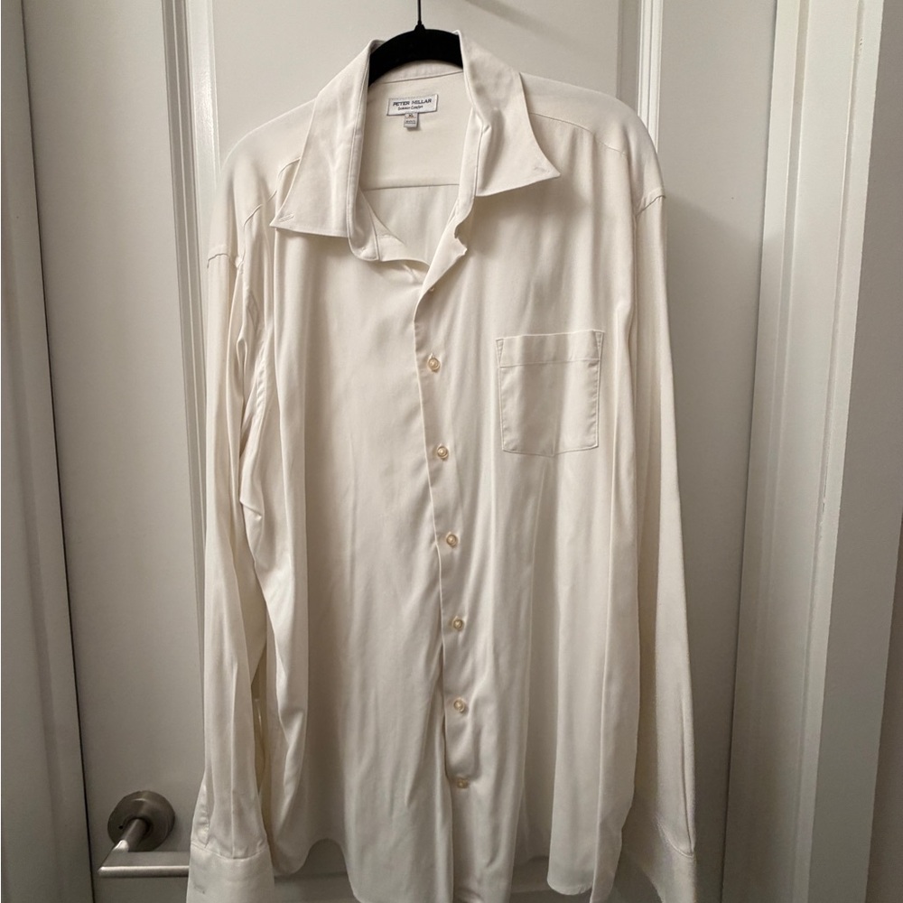 Peter Millar White Long-Sleeve Button-Down Shirt